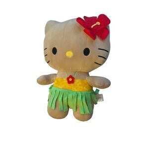 Sanrio Fiesta Hello Kitty Hawaiian Hula Plush Tan w/Green Grass Skirt